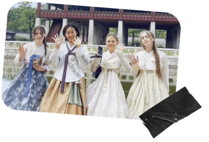 A girl in a hanbok on a custom tour