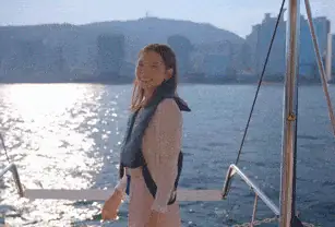 Traveller on a yacht cruise along the Busan coast